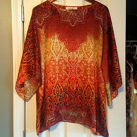 Boho stained glass silk tunic